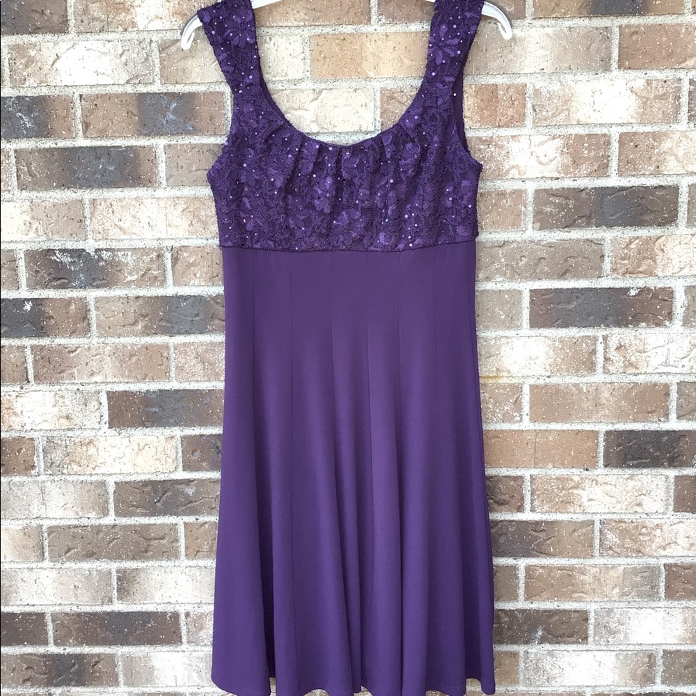 Purple & Sequins sleeveless Dress, Sz 8. Collection by Dressbarn